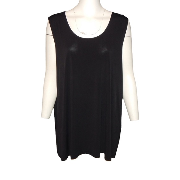 Ulla Popken Womens Plus Size 20/22 Curvy Matte Jersey Round Neck Knit Tank Top - Picture 2 of 8